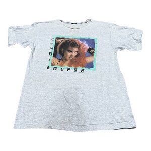 Cyndi Lauper Fun Tour 84 Heather Gray Graphic T-Shirt Vintage Style